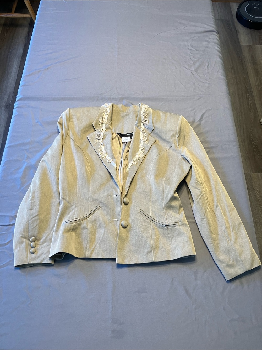 Tina Hagen Cream Embroidered Lapel Blazer